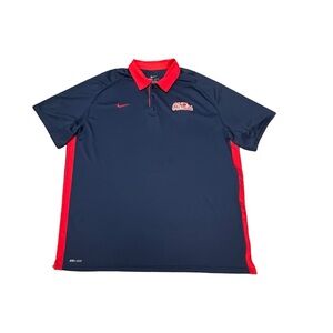 Nike Dri Fit Ole Miss Rebels Vintage Button Up Polo